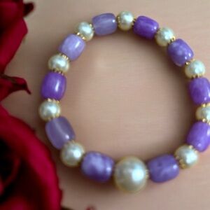 #143 Candy Blast Jade Faux Pearl Bracelet Barrel Shaped